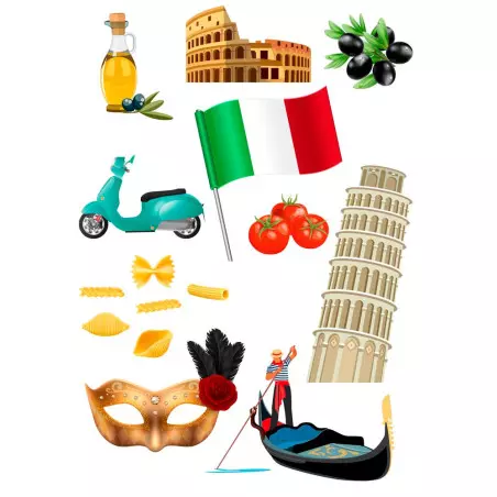 Kit de décoration objets comestibles thème Italie