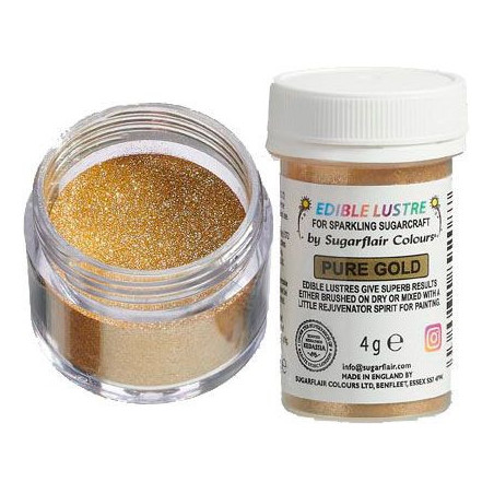Sugarflair Pure Gold Glitter Powdered Dye 4g