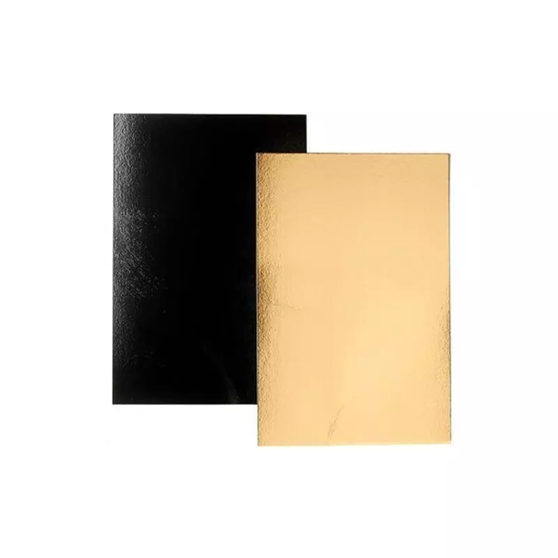 Plateaux fins rectangulaires or et noir 1,2mm -x5
