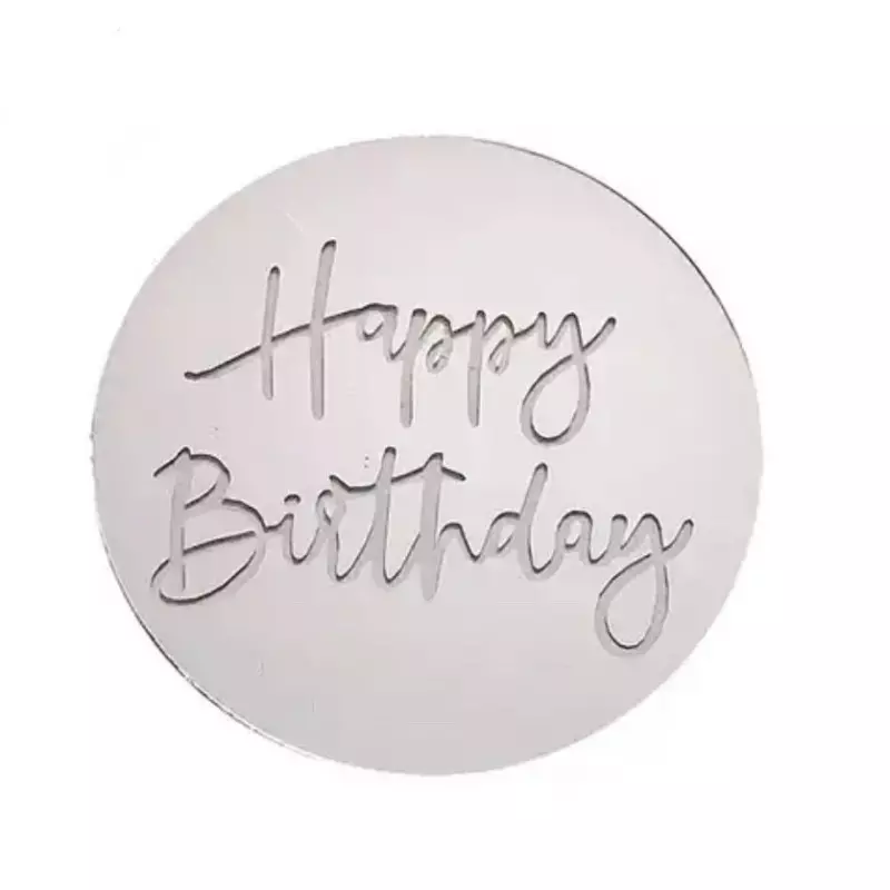 10 Mini disques acrylique argent HAPPY BIRTHDAY cupcake - Planète Gateau