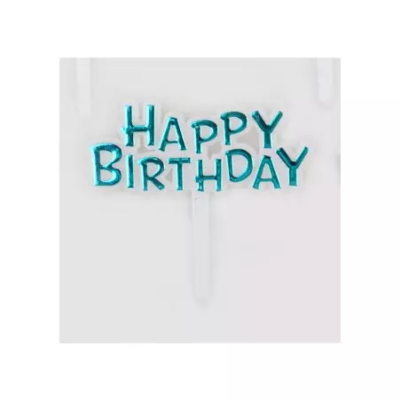 Feliz cumpleaños cupcake toppers azul x10
