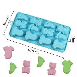 Silicone mold teddy bear, bodysuit and baby foot
