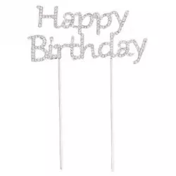 Topper Happy Birthday en strass pour gâteaux