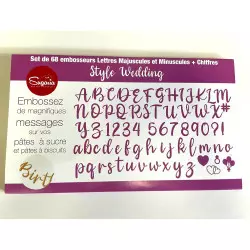 Set Embosser 63 stamps letters numbers - Style WEDDING