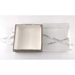 Boite Brunch Box transparente carrée avec Ruban 20cm