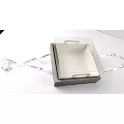 Square transparent Brunch Box with Ribbon 20cm