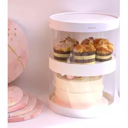 Round transparent 2-tier cupcake box