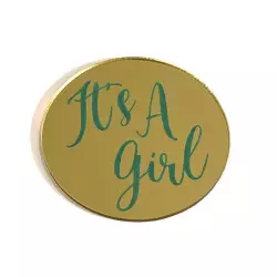 10 Gold acrylic mini discs IT'S A GIRL baby shower girl