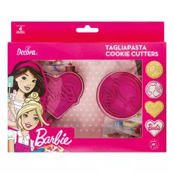 2 cortadores de galletas Barbie y 2 estampadores