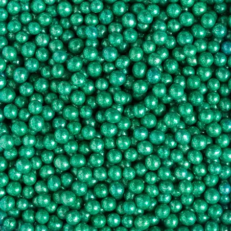 Green metallic sugar beads 100g