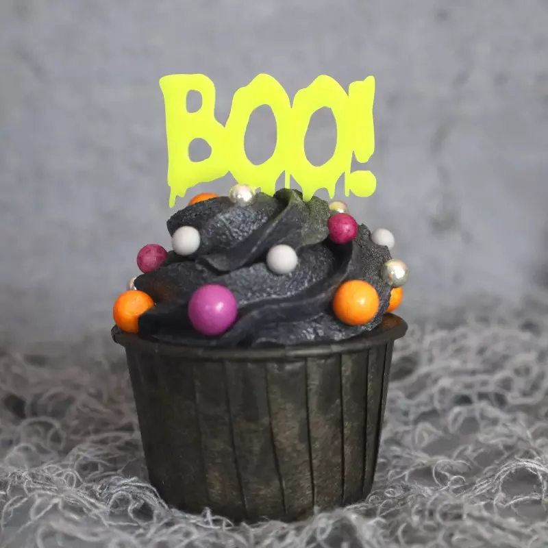 Cake topper Halloween Boo for cupcakes x6