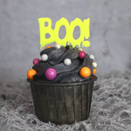 Cake topper Halloween Boo pour cupcakes x6