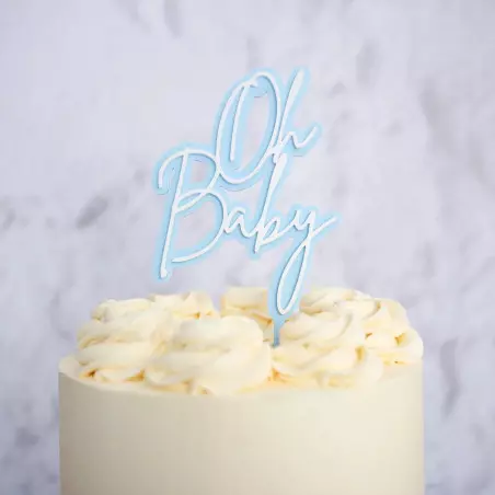 Cake topper Oh Baby blue and white