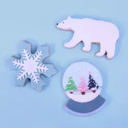 Emporte-pièces Pôle nord, flocon , ours et boule de neige