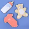 Baby cookie cutters , teddy bear , bodysuit and baby bottle