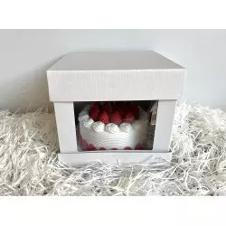 Caja para tartas cuadrada rígida blanca con ventana