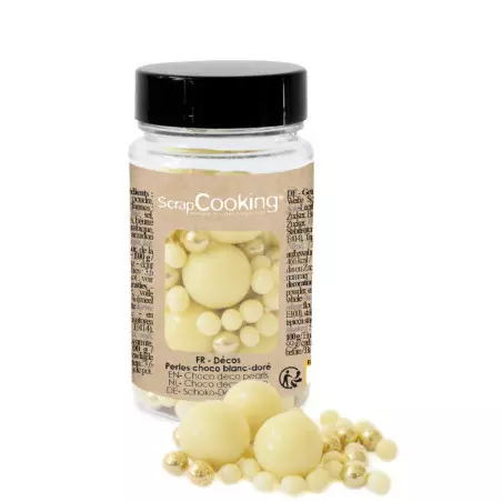 Mix of white chocolate and golden pearls 50g