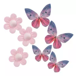 Pink flowers and lila butterfly in unzyme