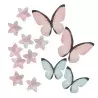 Mini fleurs rose et papillons rose et bleu en azyme