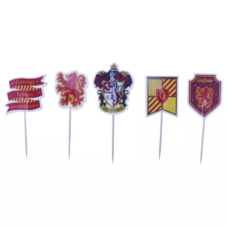 Cupcake toppers Gryffindor Harry Potter school flags x15
