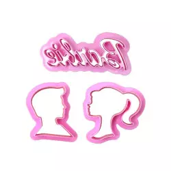 Barbie cookie cutters and doll and Ken silhouettes