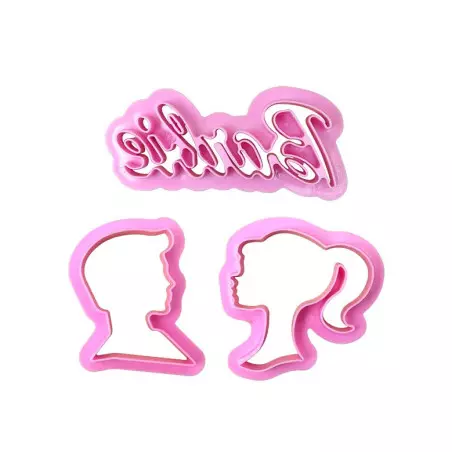 Barbie cookie cutters and doll and Ken silhouettes
