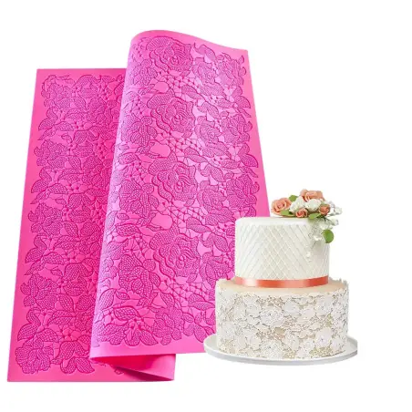Tapis De Gâteau En Silicone Avec Motif Floral Dentelle - Pour Décorations En Relief - 12