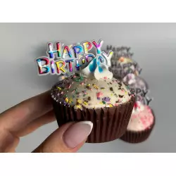 Feliz cumpleaños cupcake toppers multicolores x10