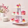 White cupcake display on 3 levels