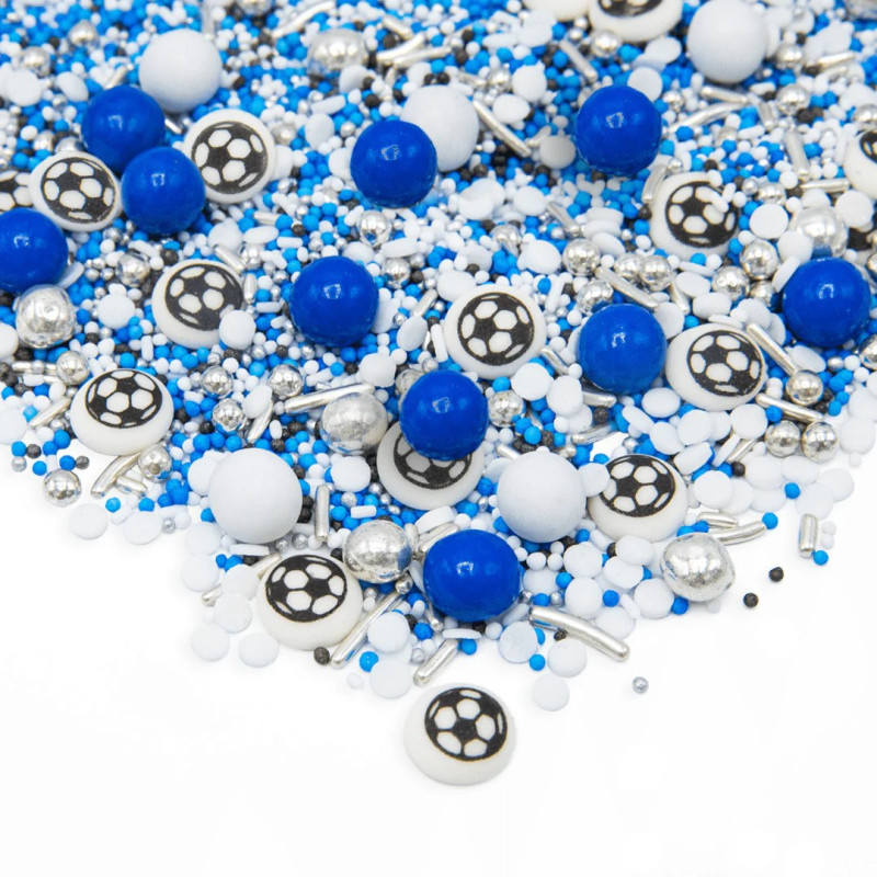 Happy sprinkles Fútbol azul blanco y plata 90g