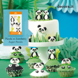 Panda decoraciones de azúcar x8
