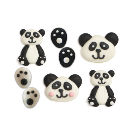 Panda decoraciones de azúcar x8