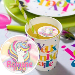 Personalized edible unicorn drink discs x15