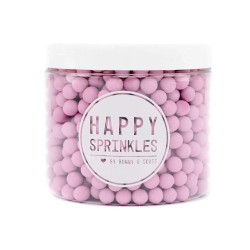 Petites billes en chocolat rose mat Happy Sprinkles 90 g DLUO Dépassée