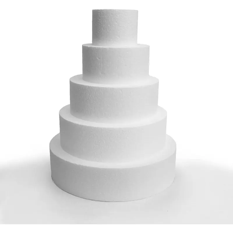 MCE-Commerce Gâteau En Polystyrène Dummy Wonky 4 Étages Blanc - Diamètres 20/15/10/5 Cm Hauteur 30 Cm