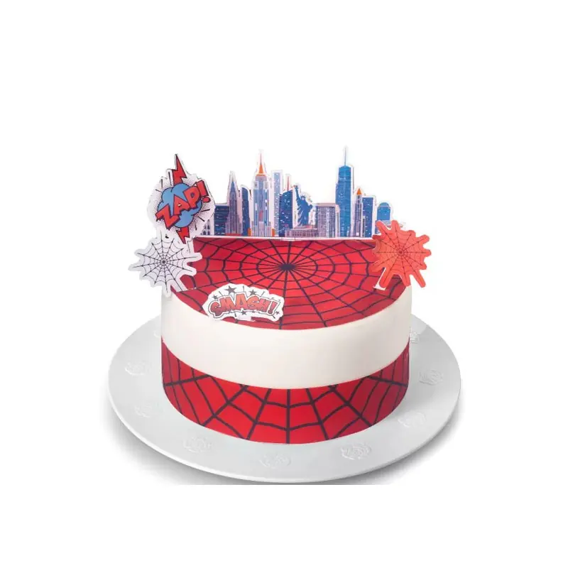 Décoration Gâteau SPIDERMAN Rond 20 Cm Comestible - WAFER Officiel Dekora Sous Licence