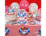 TABLECLOTHS and thematic disposable towels for the birthday tables