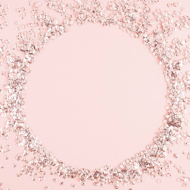 Rond rose paillettes or
